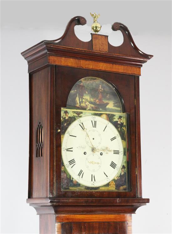 G. McGill, Paisley. An early 19th century Scottish banded mahogany eight day longcase clock, 7ft 5in.(-)